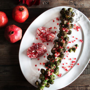 Whole Roasted Brussels Sprouts on the Stalk