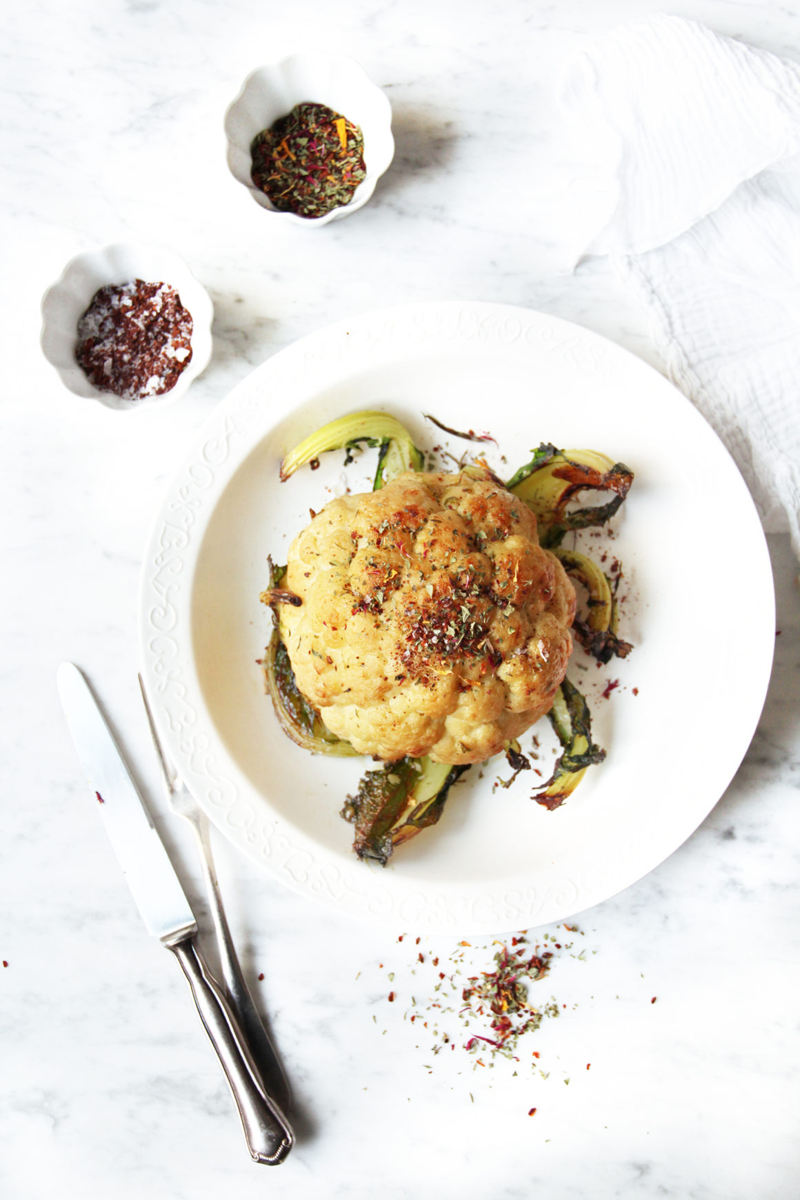 Whole Roasted Cauliflower w/ Sumach & Flowers