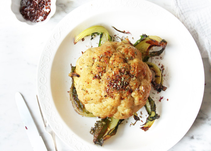 whole roasted cauliflower with sumac