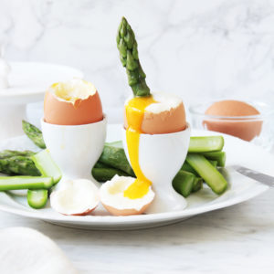 Soft-Boiled Eggs w/ Asparagus Soldiers
